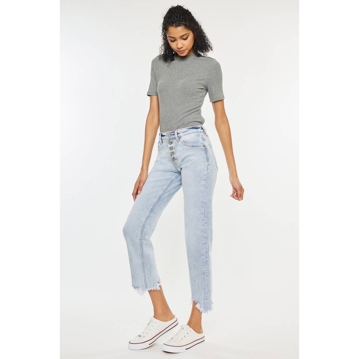 Acid Wash Frayed Hem Denim