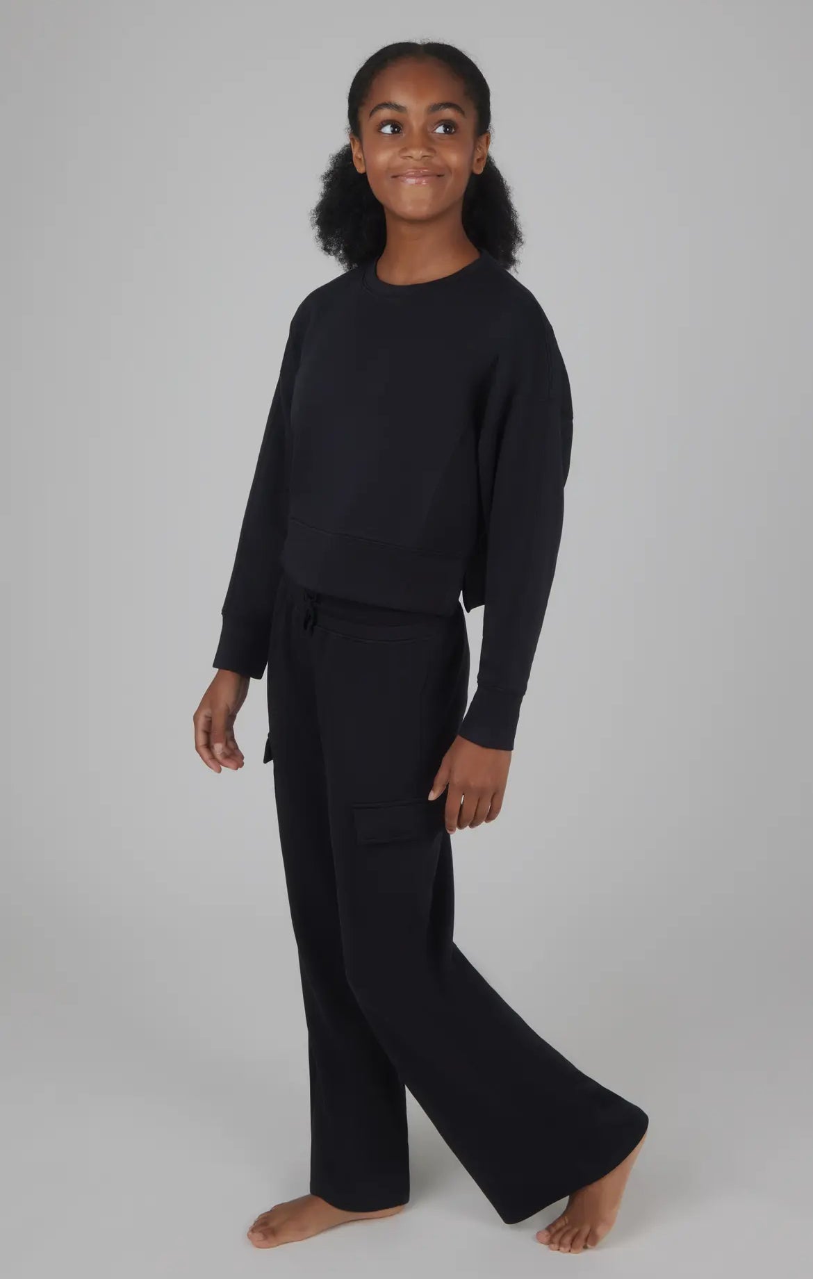 Girls Scuba Pullover and Pant Set: Black