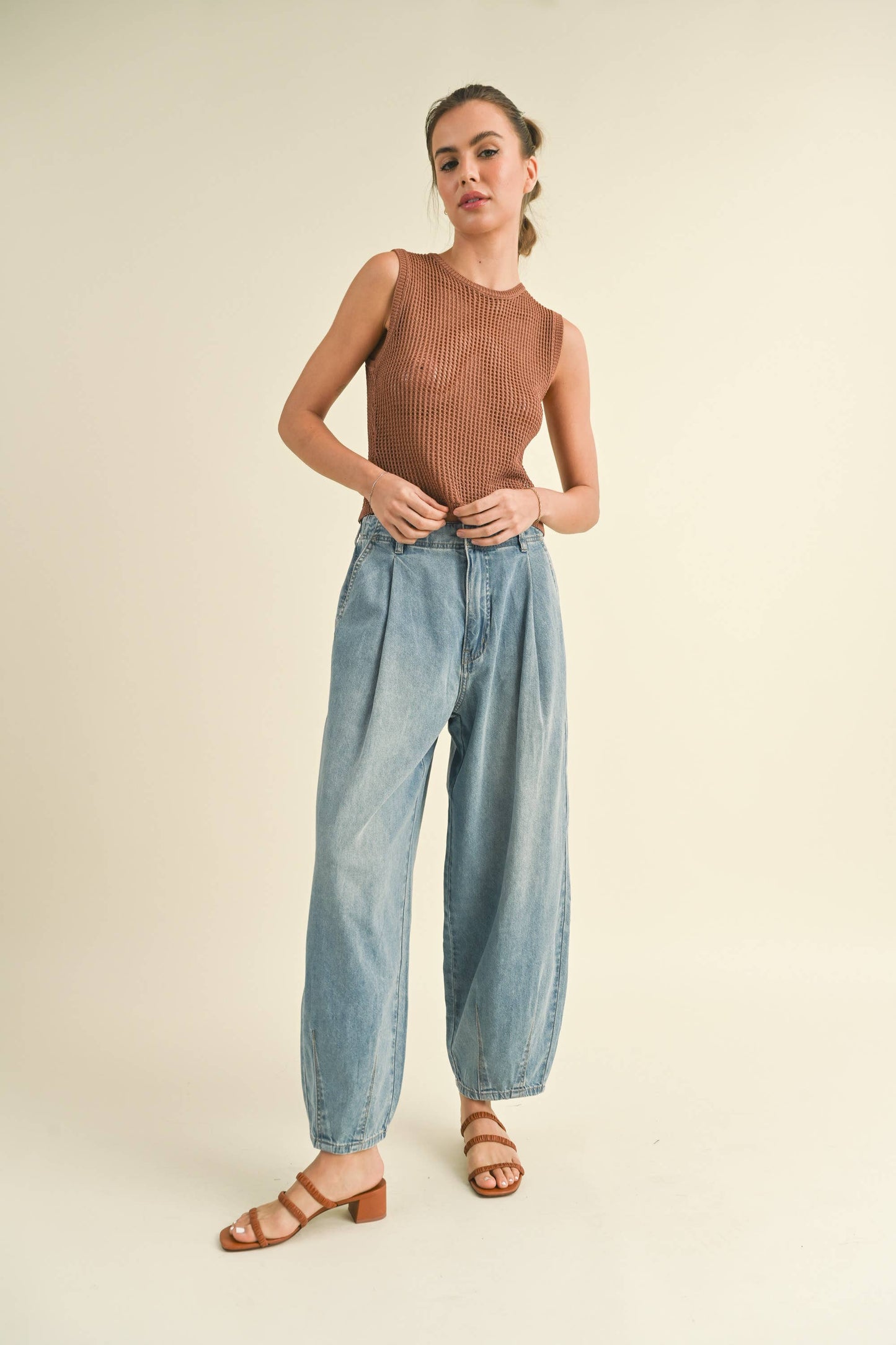 Loose Fit Denim with Pleat Detail
