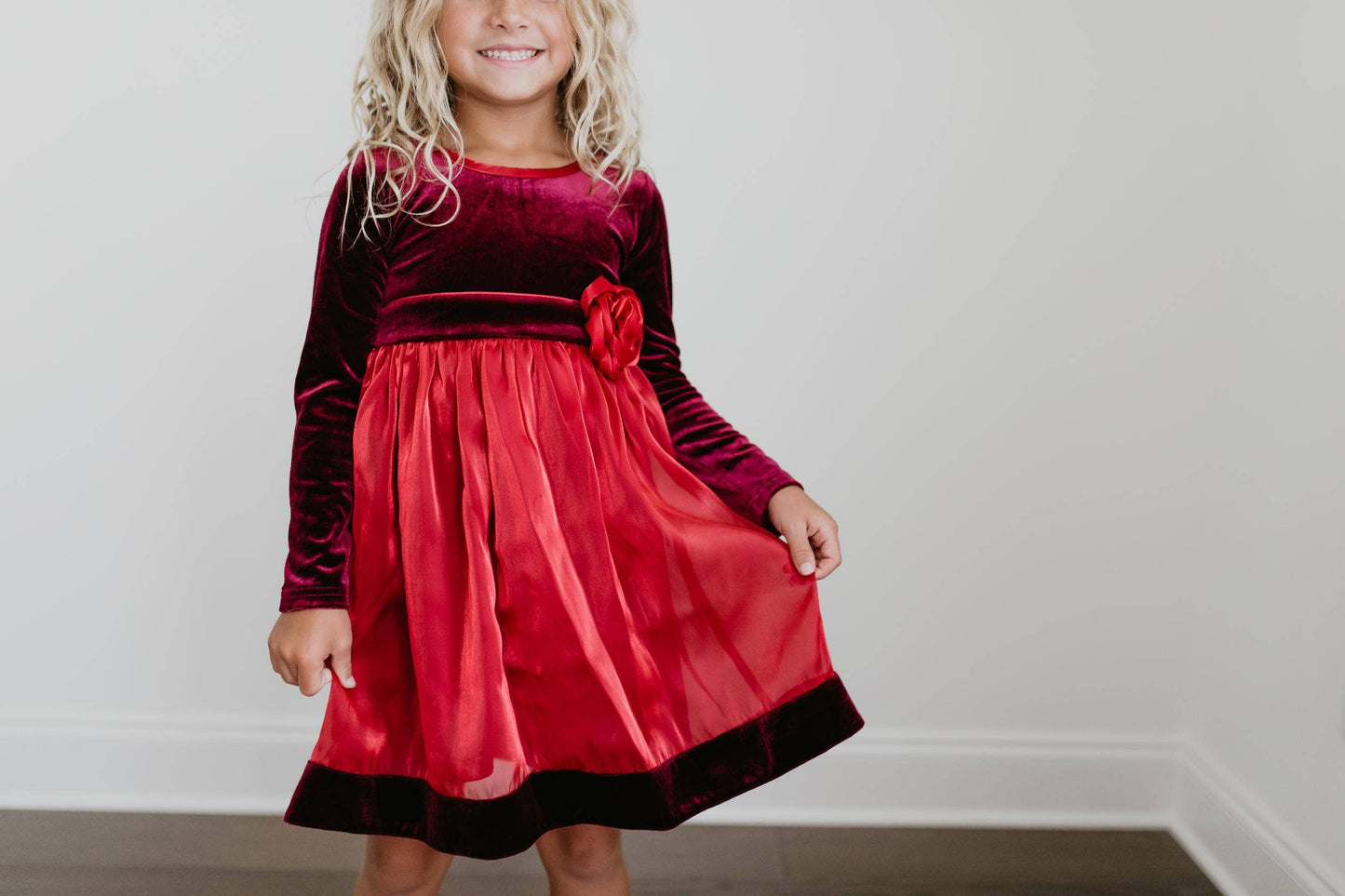 Red Velvet Rosette Holiday Fancy Dress