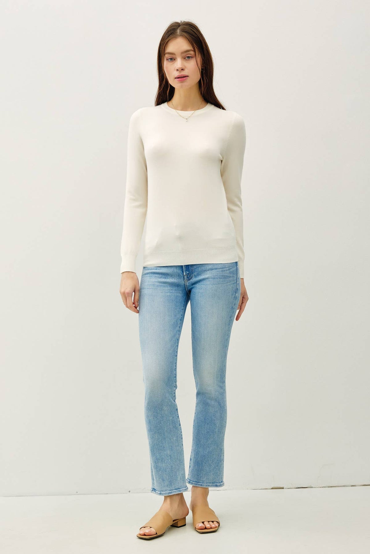 VISCOSE CREW NECK SOFT KNIT SWEATER