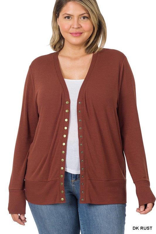 Plus Snap Button Cardigan