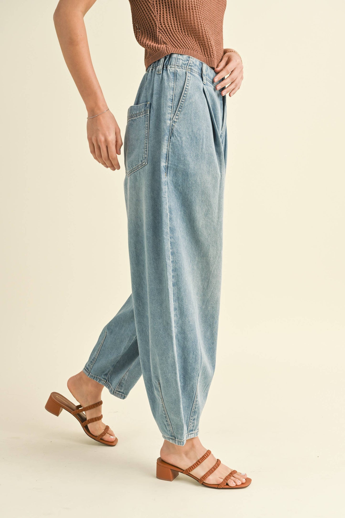 Loose Fit Denim with Pleat Detail
