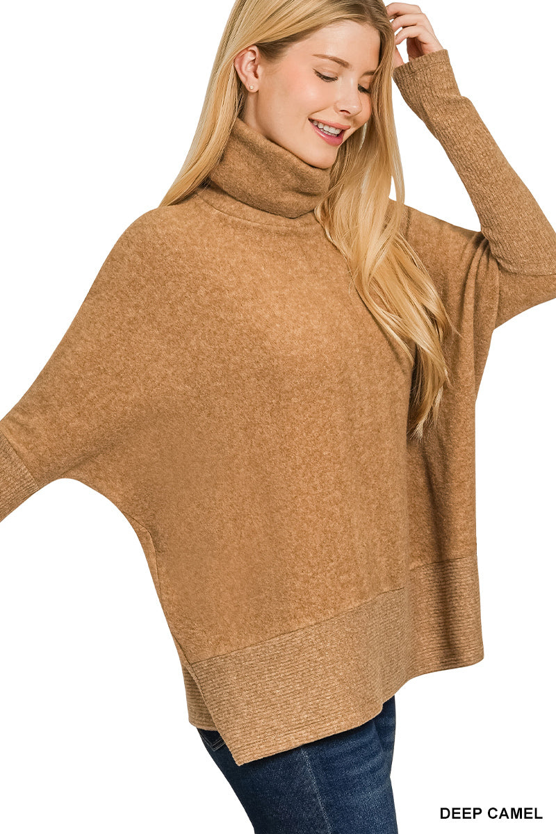 Brushed Melange Hacci Turtleneck Sweater