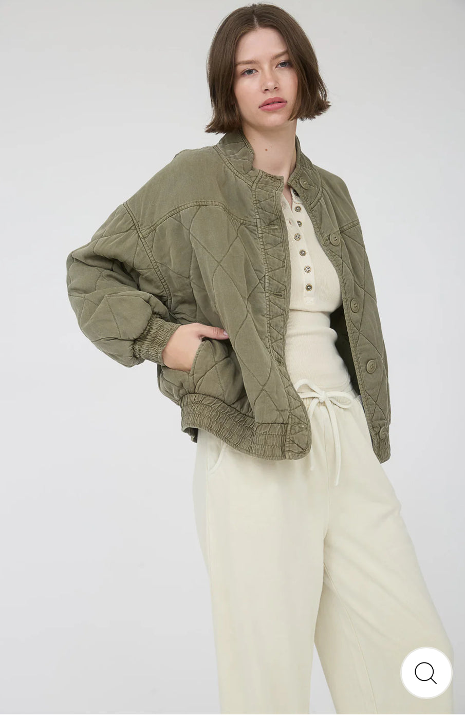 Washed Olive Quilted Jacket