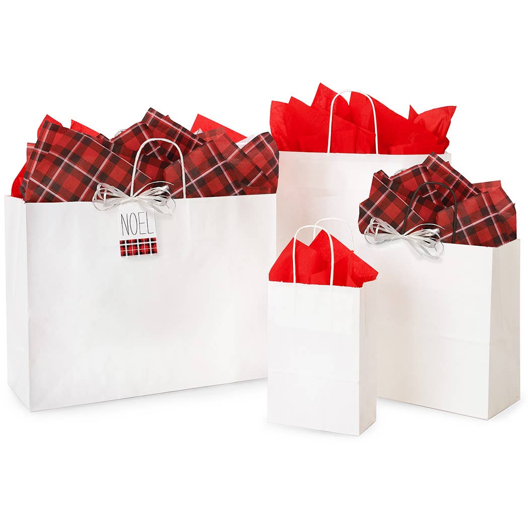 Nashville Wraps - White Kraft Retail Paper Shopping Bags: 100 Pack / Junior 8x5x8"