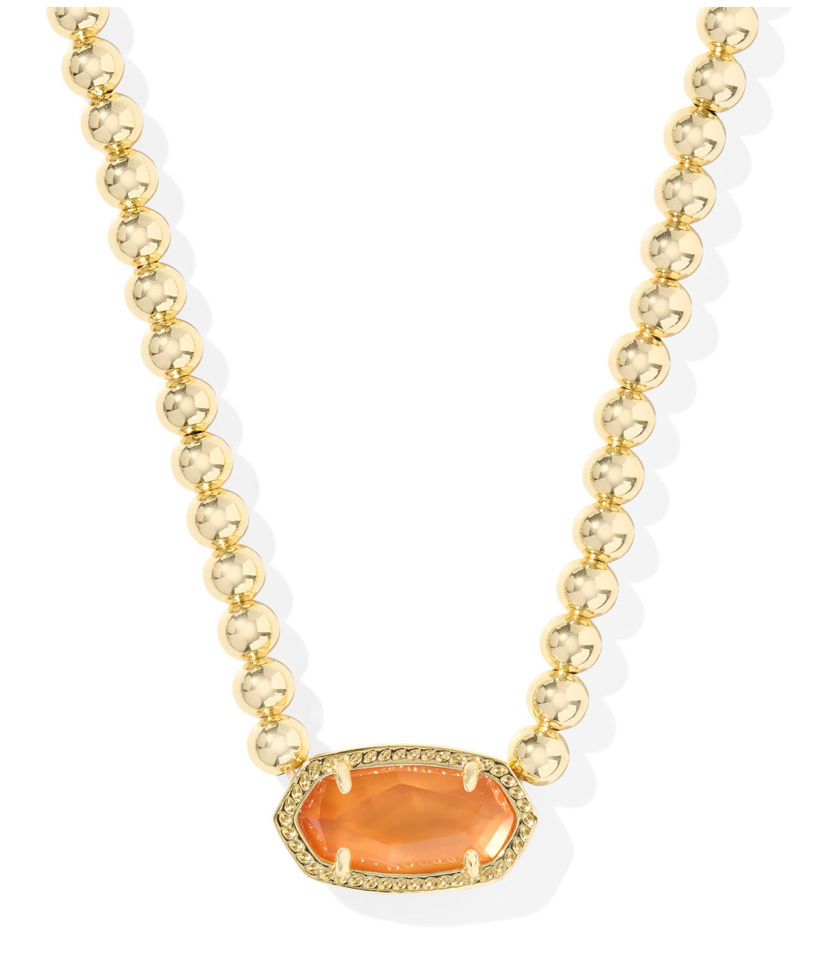 Elisa Beaded Necklace - Gold Papaya Mother of Pearl