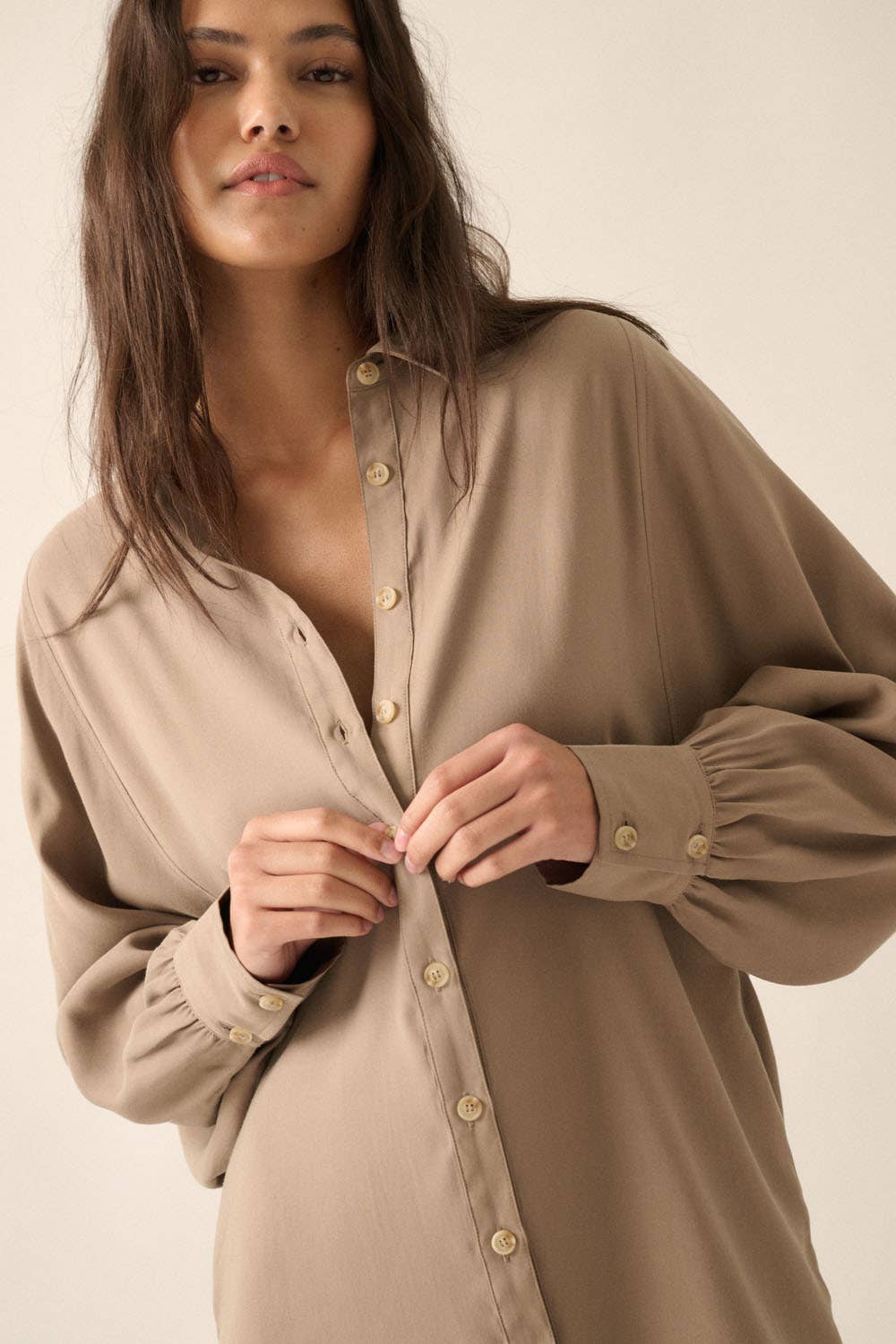 Espresso Button Down Mini Dress