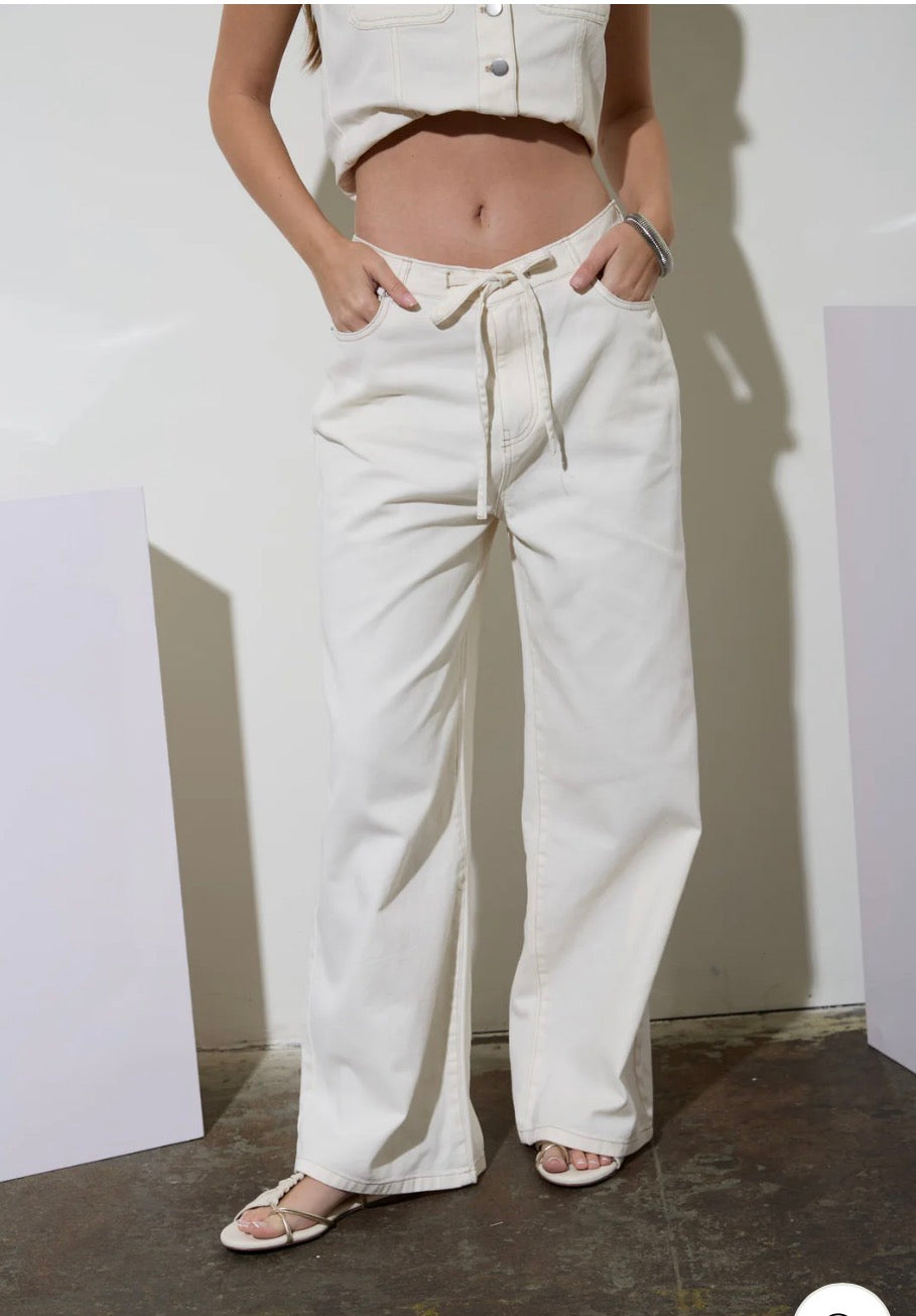 Drawstring Detail Denim Pants