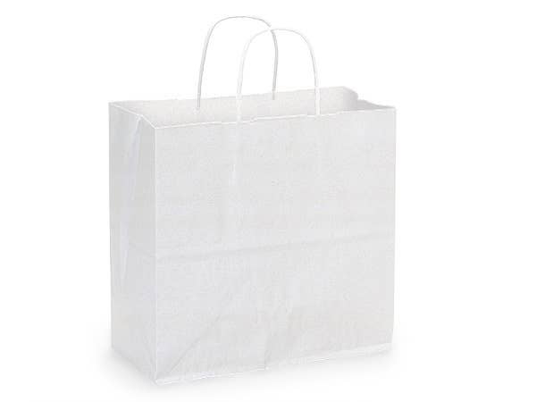 Nashville Wraps - White Kraft Retail Paper Shopping Bags: 100 Pack / Junior 8x5x8"