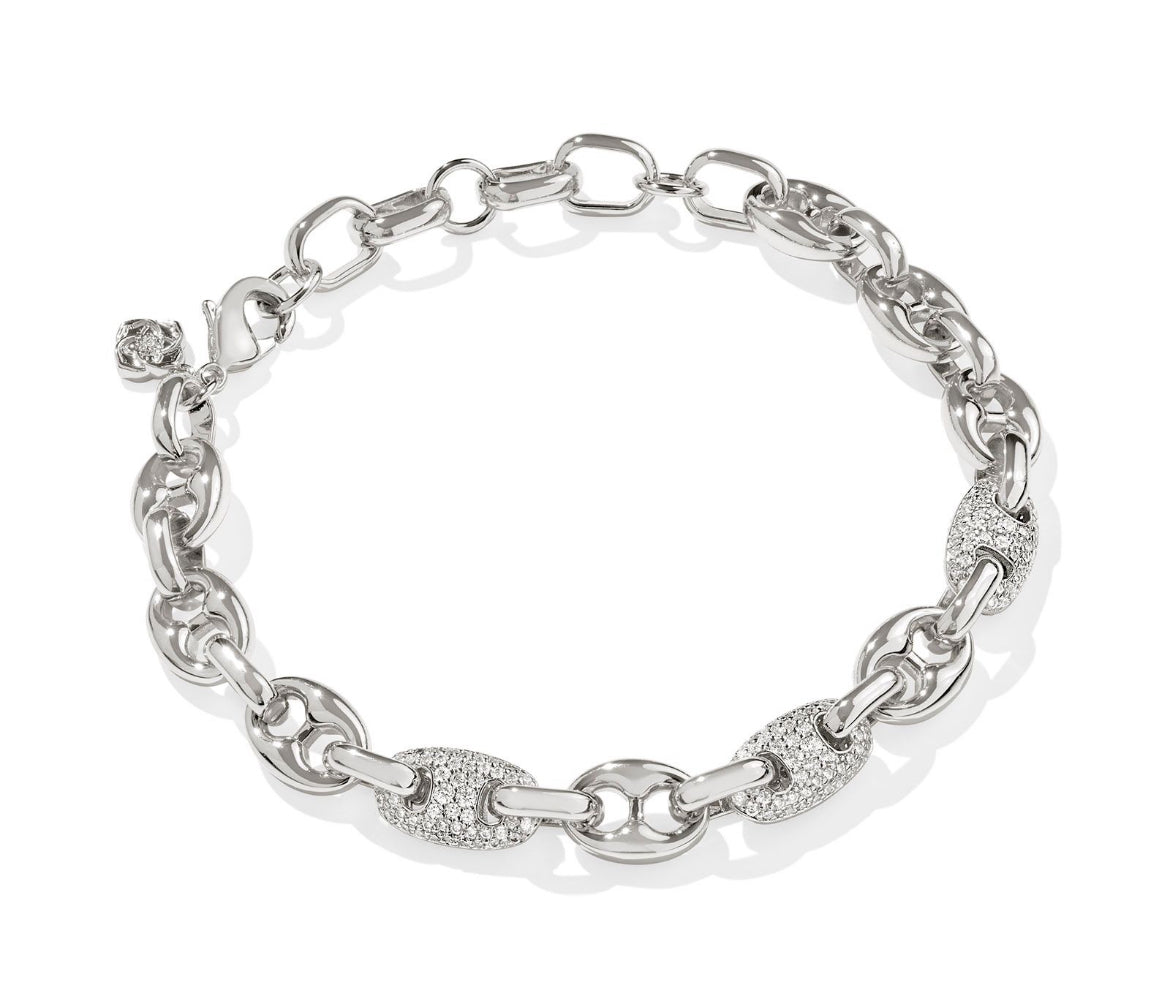 Bailey Pave Chain Bracelet - Silver White Crystal