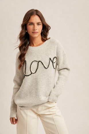 Two-Tone Love Pullover Sweater
