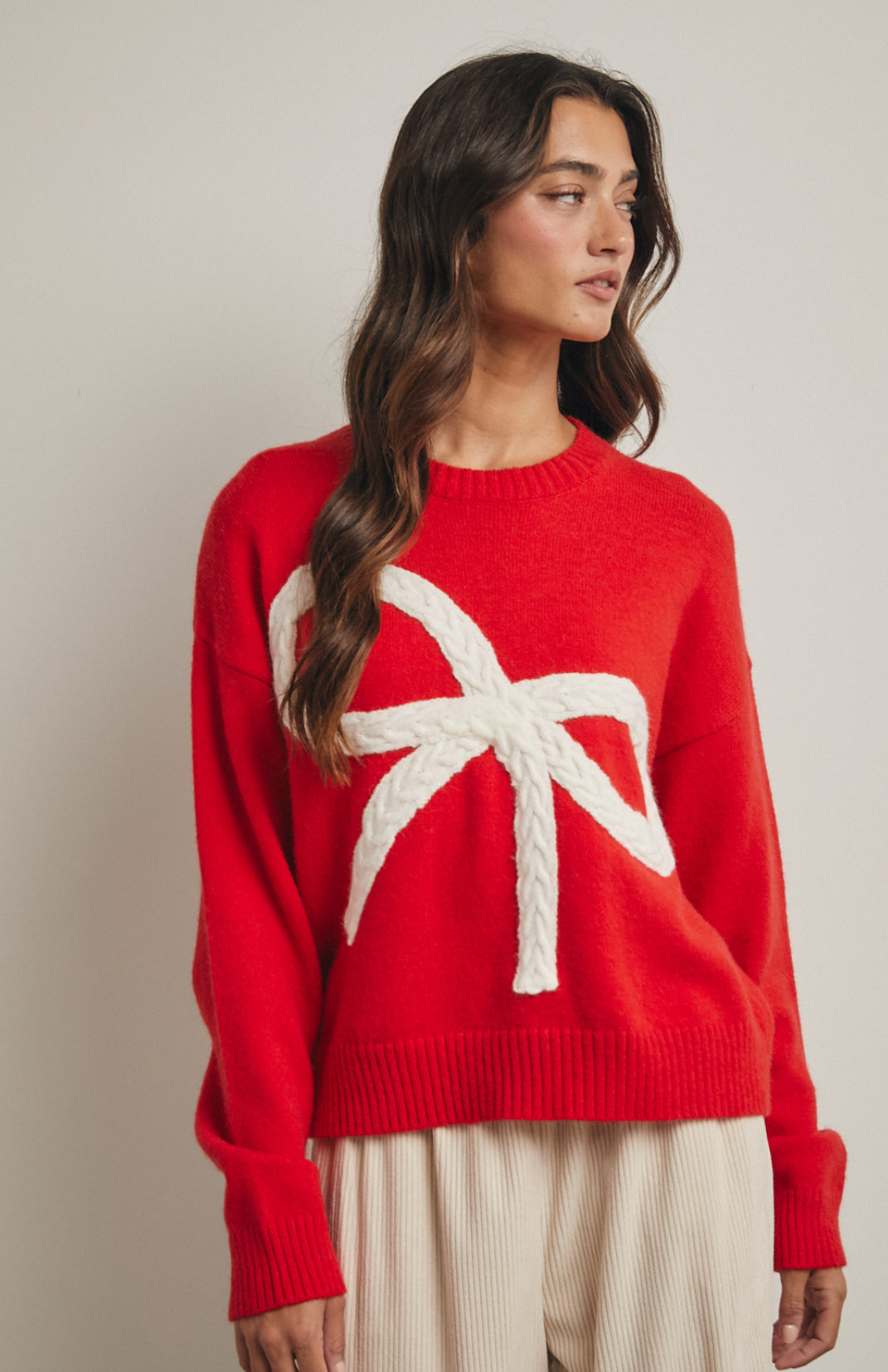Cable Knit Bow Sweater