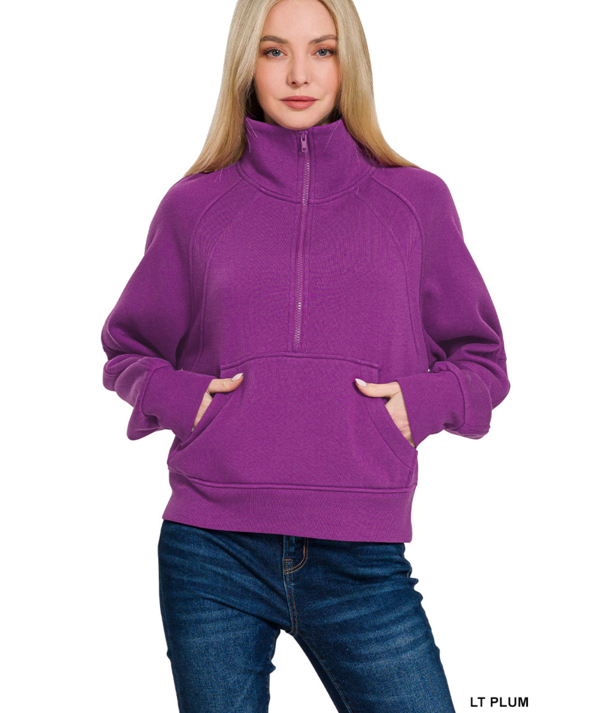 Fleece Half Zip Kangaroo Pocket Sweatshirt