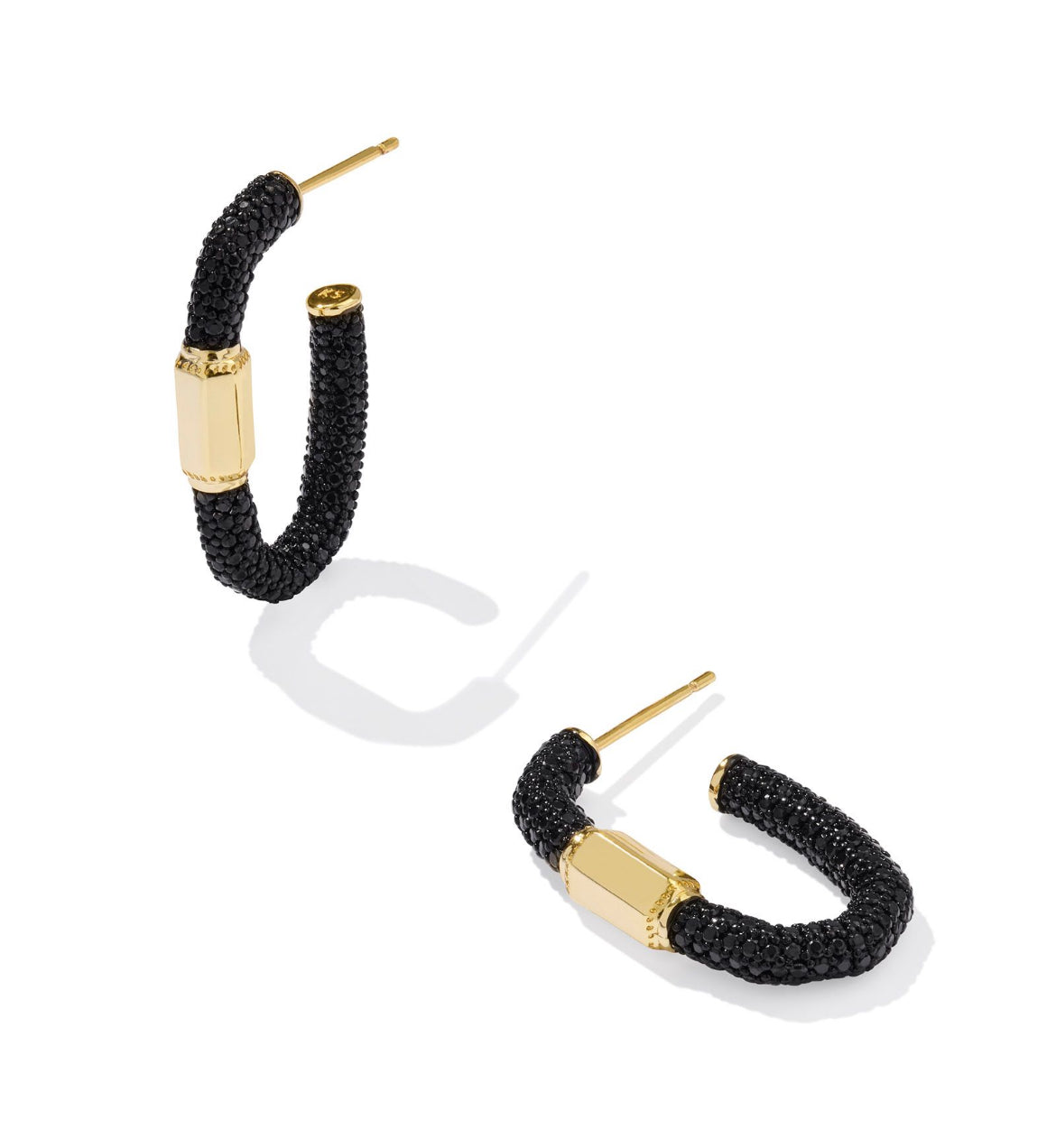 Emery Hoop Earrings - Gold Black Crystal