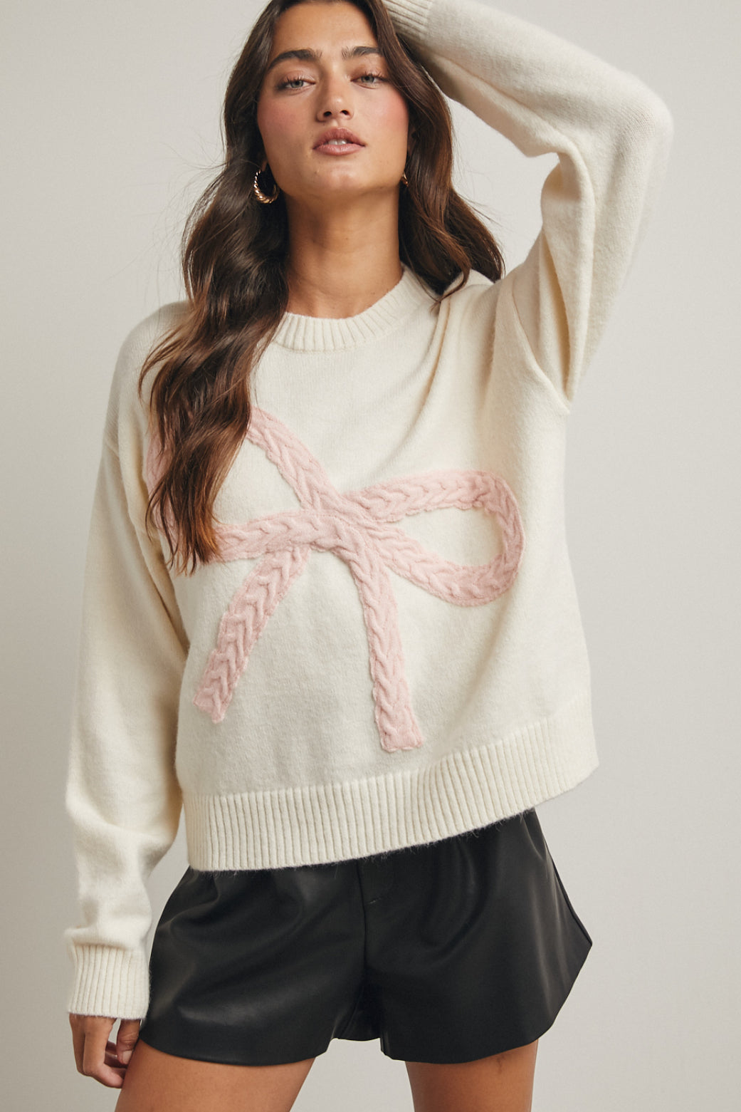 Cable Knit Bow Sweater