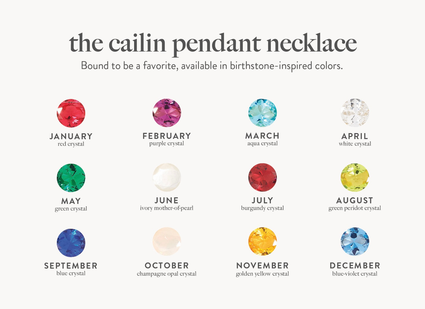 Cailin Crystal Birthstone Necklaces