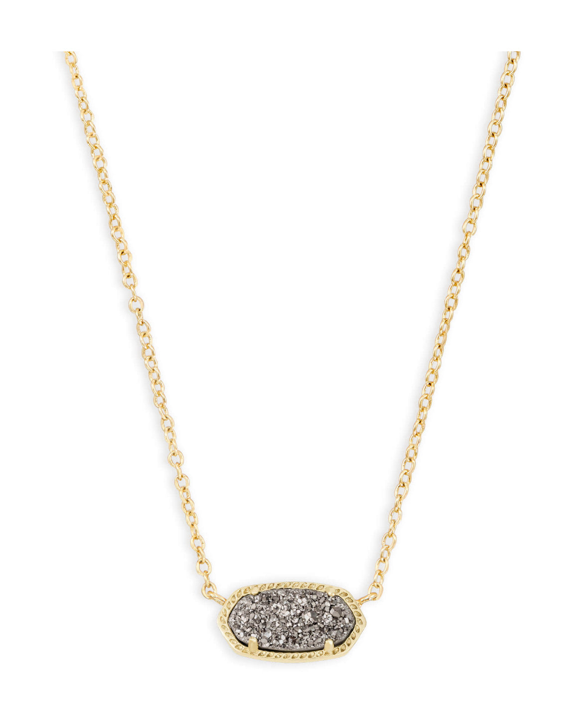 Elisa Short Pendant Necklace in Gold - Platinum Drusy