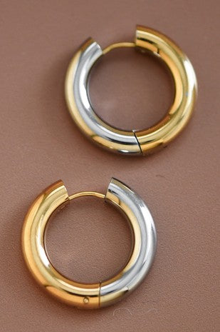 Two Tone Petite Hoops