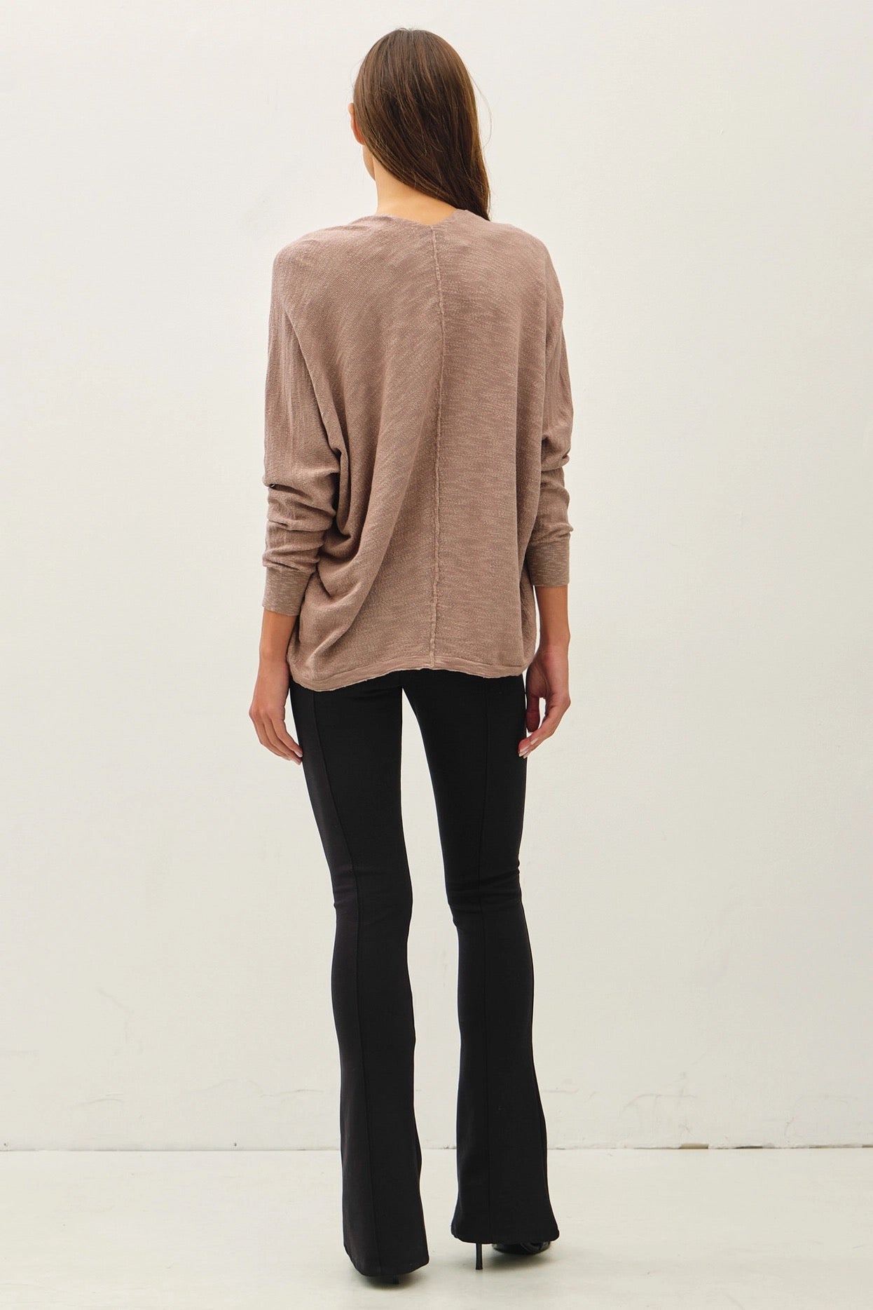 Open Front Dolman Sleeve Slub Cardigan