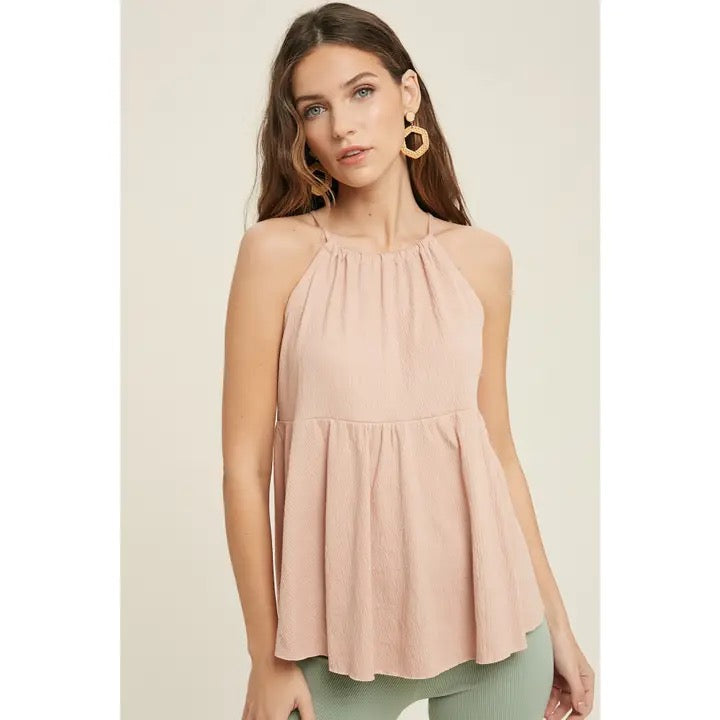 Twig Halter Peplum Knit Top