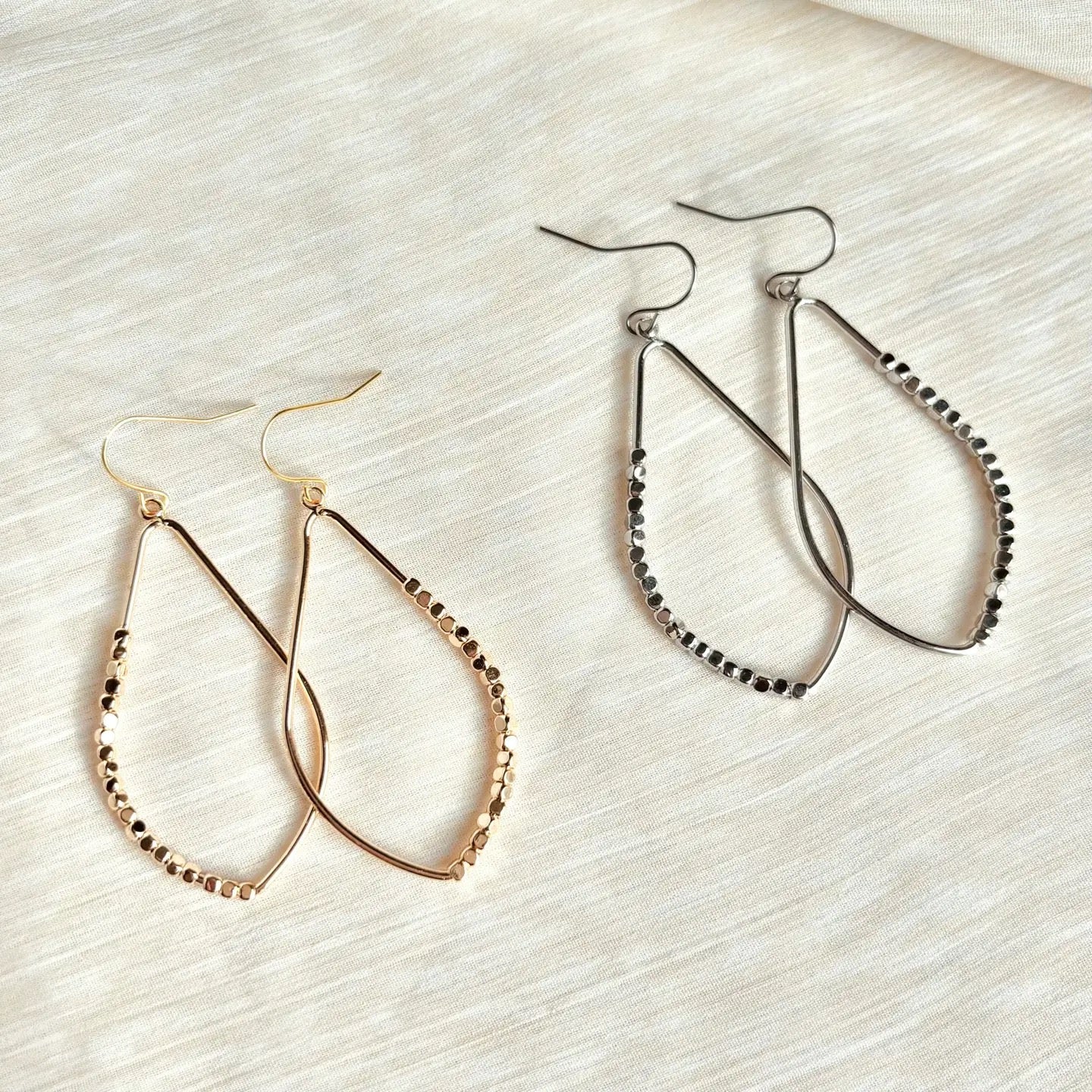 SALT - Beaded Teardrop Earrings | 18k Gold or Platinum Hook Earring