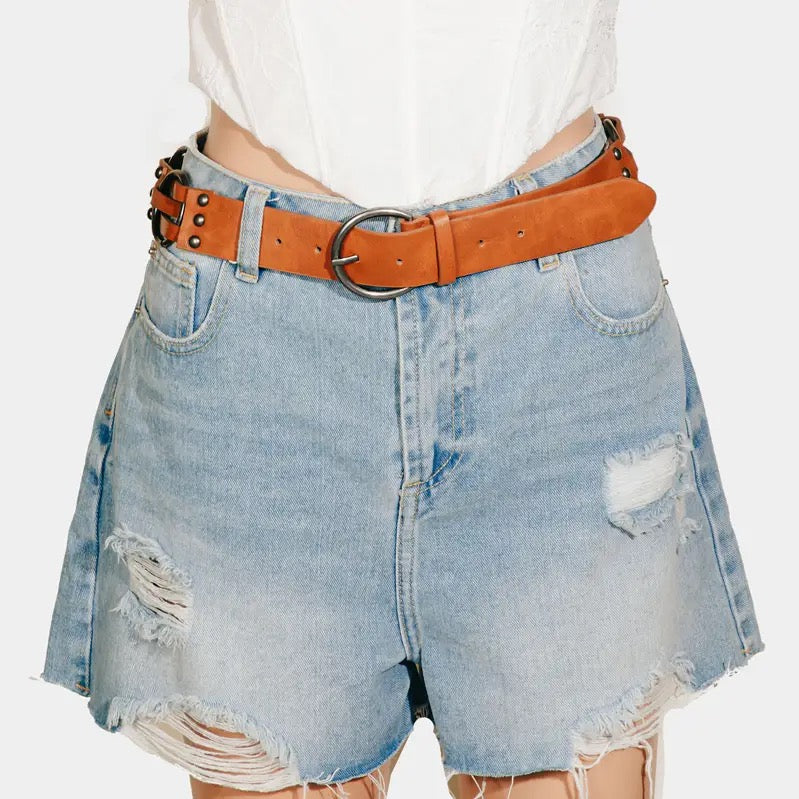 Layered Strand Faux Leather Belt