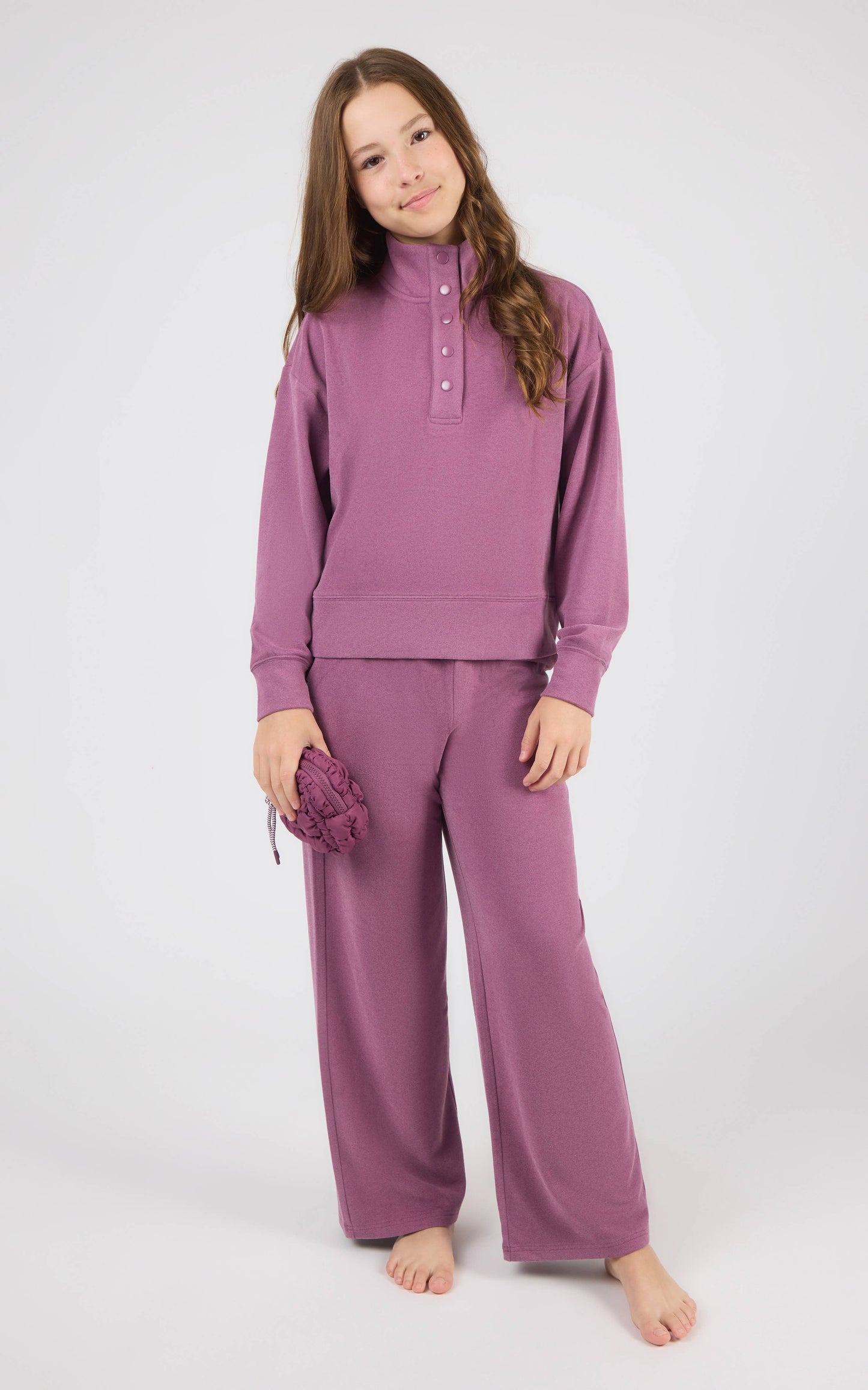 Girls Mock Neck Pullover: BERRY CONSERVE