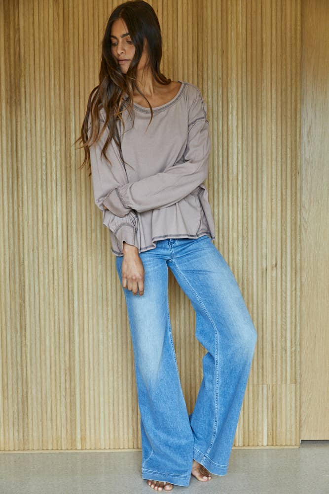 Knit Cotton Jersey Garment Dyed Oversized Top