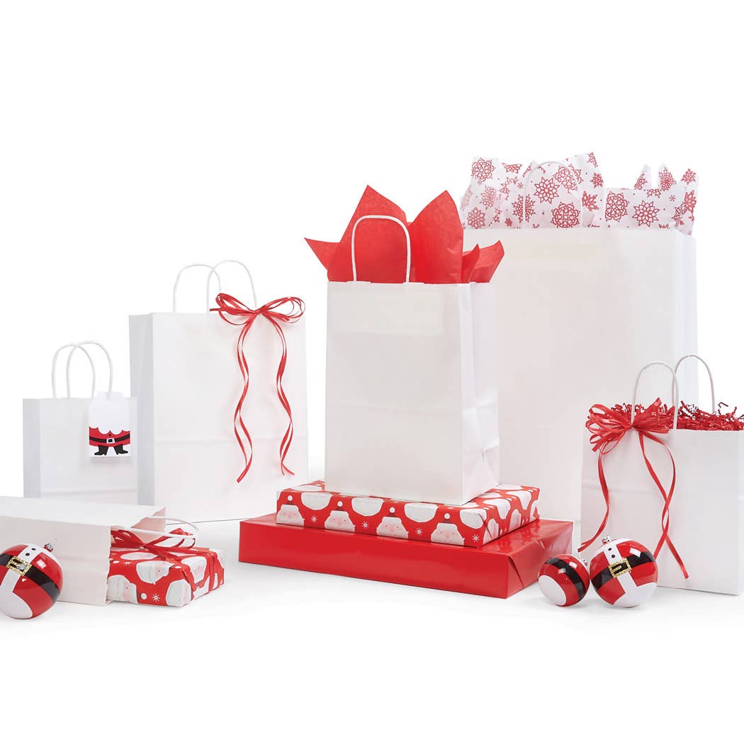 Nashville Wraps - White Kraft Retail Paper Shopping Bags: 100 Pack / Junior 8x5x8"