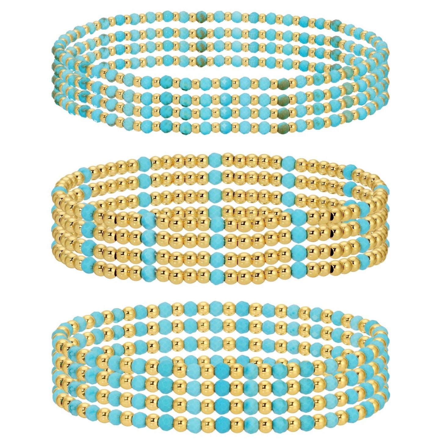 Splendid Iris - Assorted Turquoise Stretch Beaded Bracelets