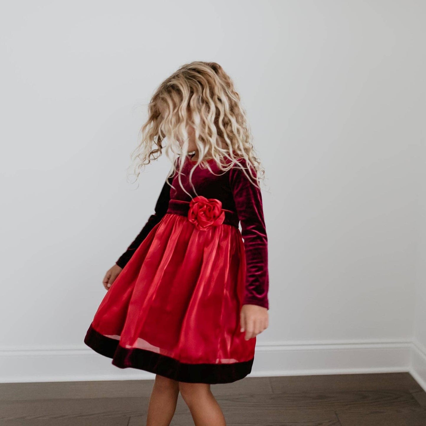 Red Velvet Rosette Holiday Fancy Dress