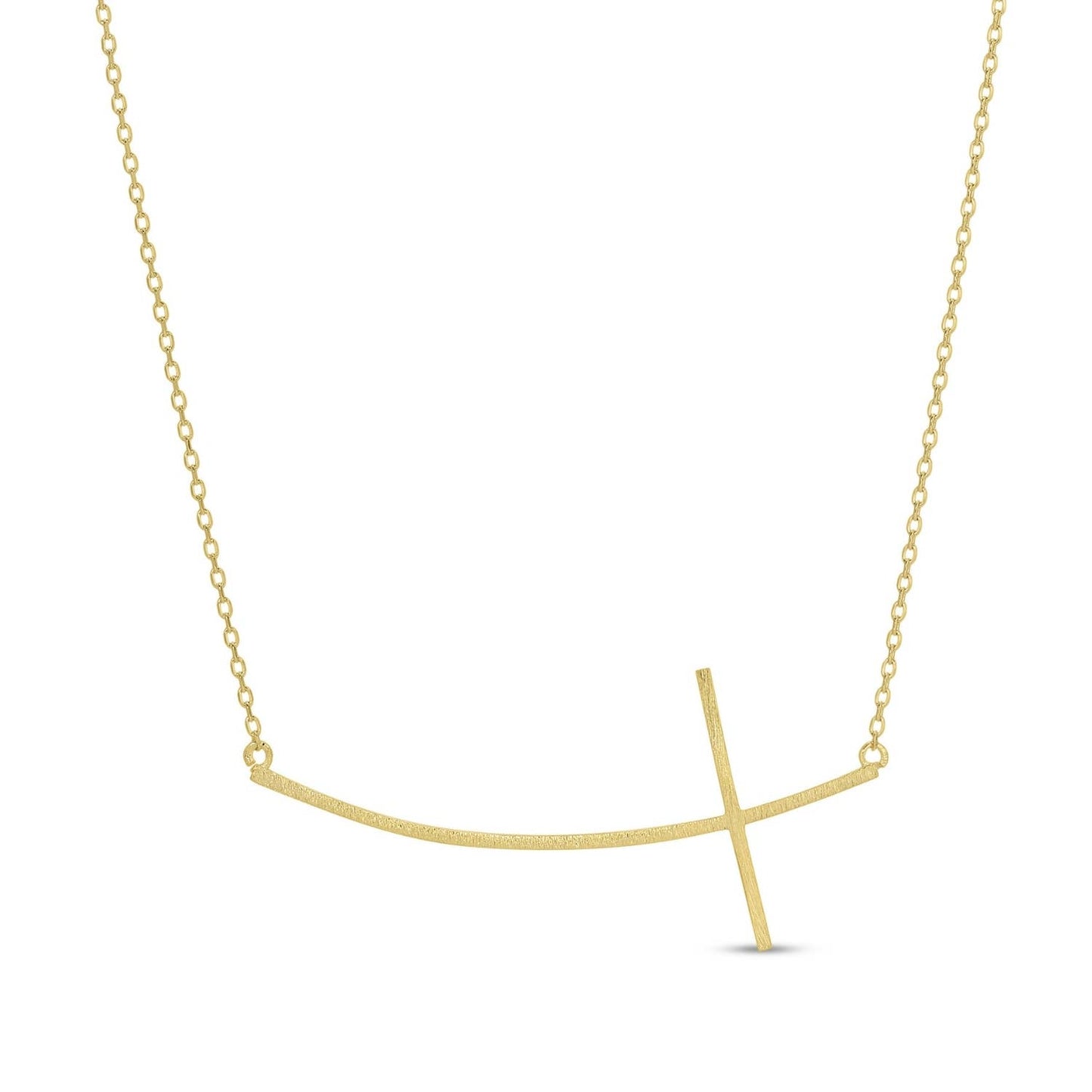 Brushed side cross Necklace: Gold