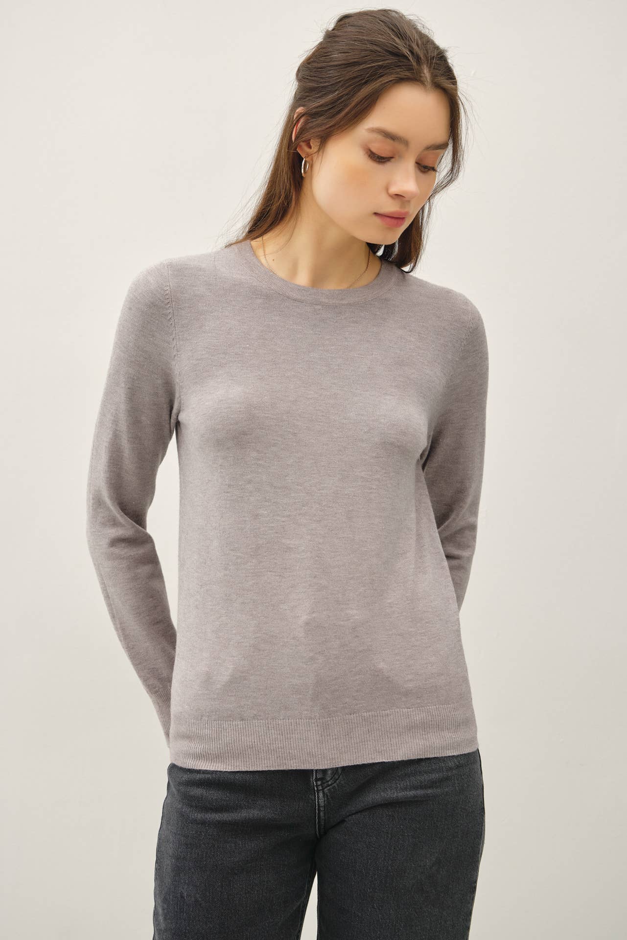 Be Cool - NEW COLOR-VISCOSE CREW NECK SOFT KNIT SWEATER : PURPLE / L