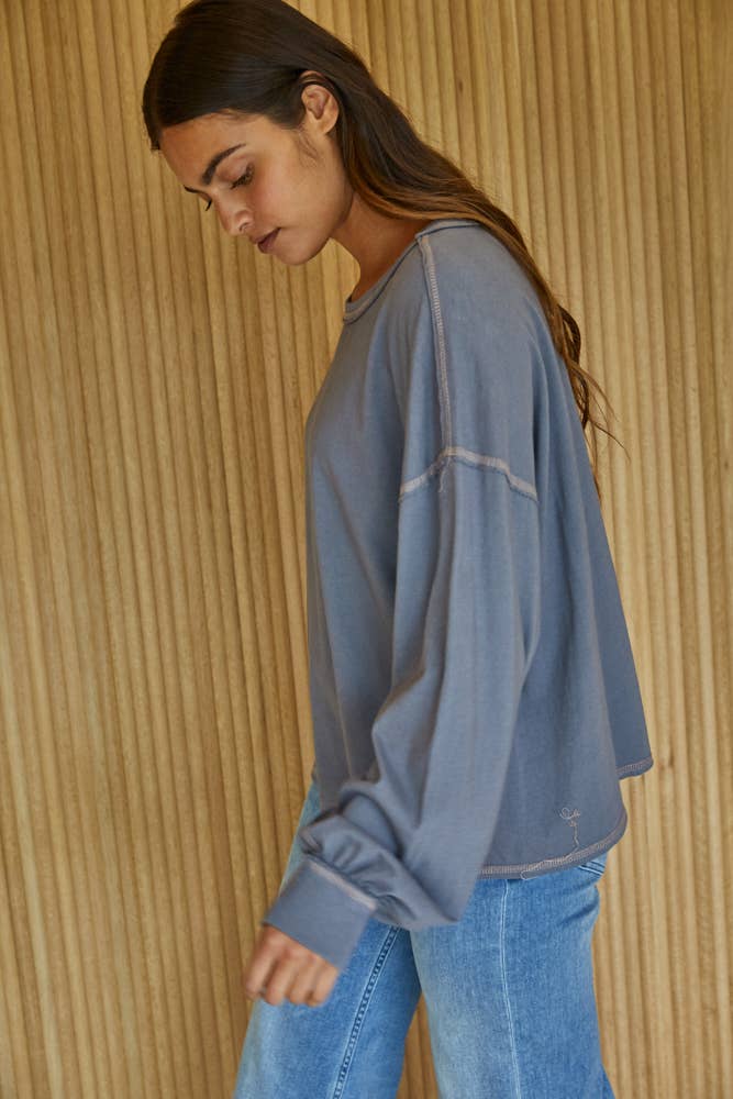 Knit Cotton Jersey Garment Dyed Oversized Top