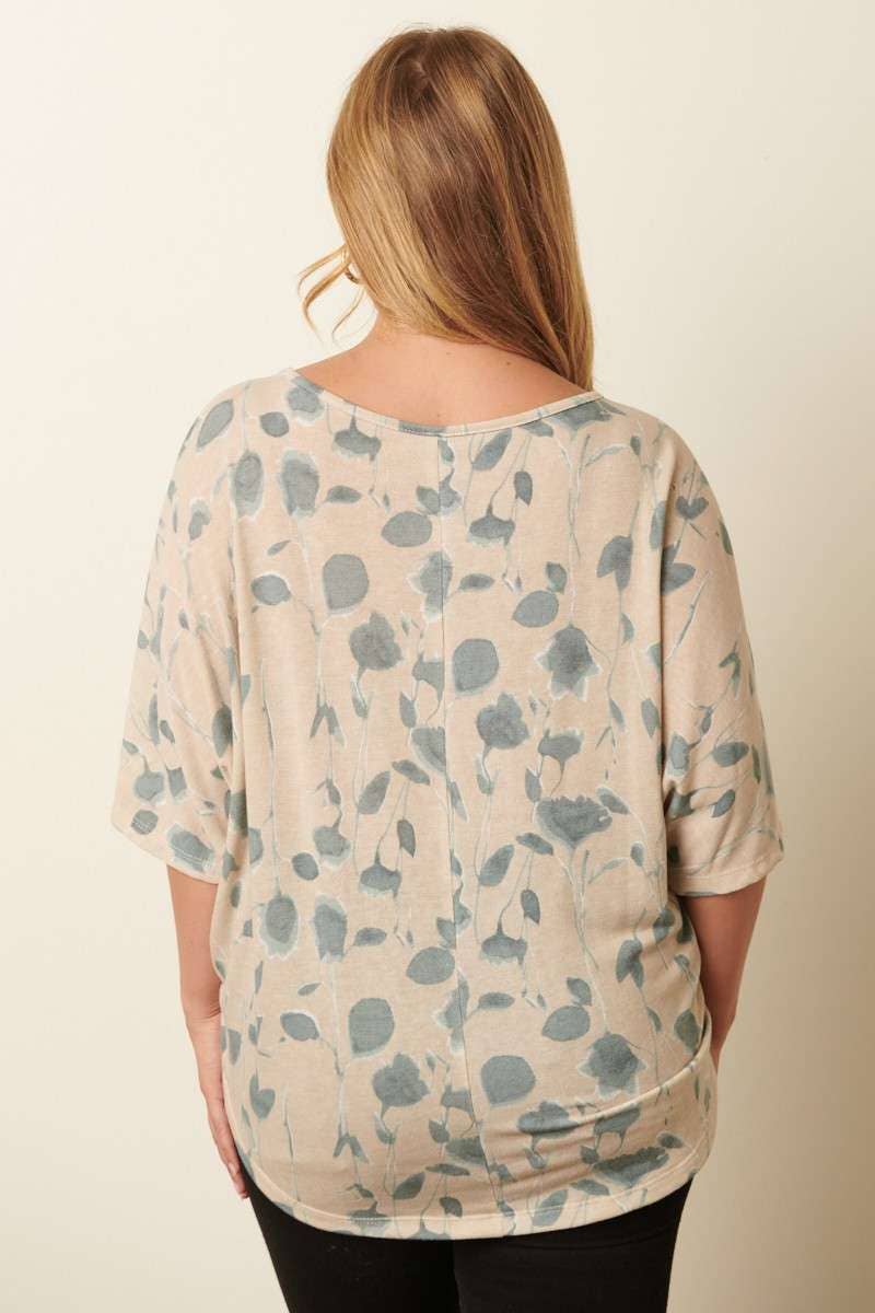 Floral Print Dolman Top - Plus