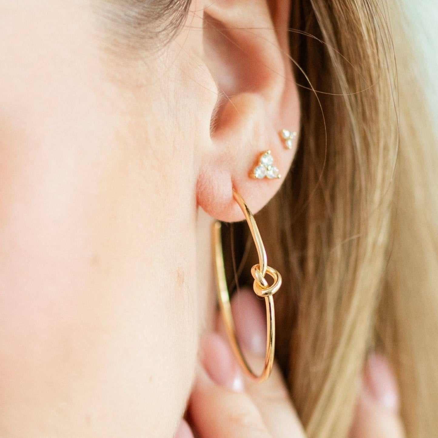 Delicate Knot Hoop: Gold