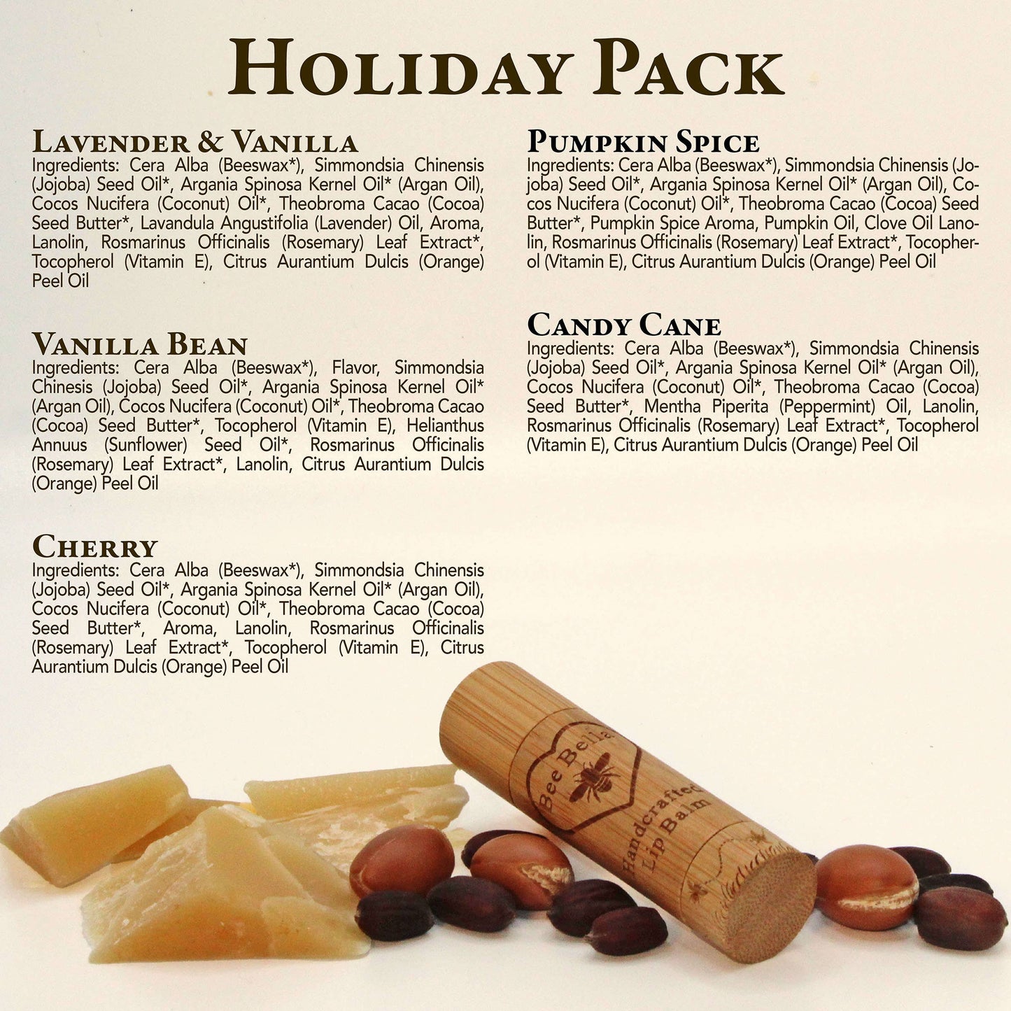 Bee Bella - Christmas 5 Pack of Lip Balm Gift Set