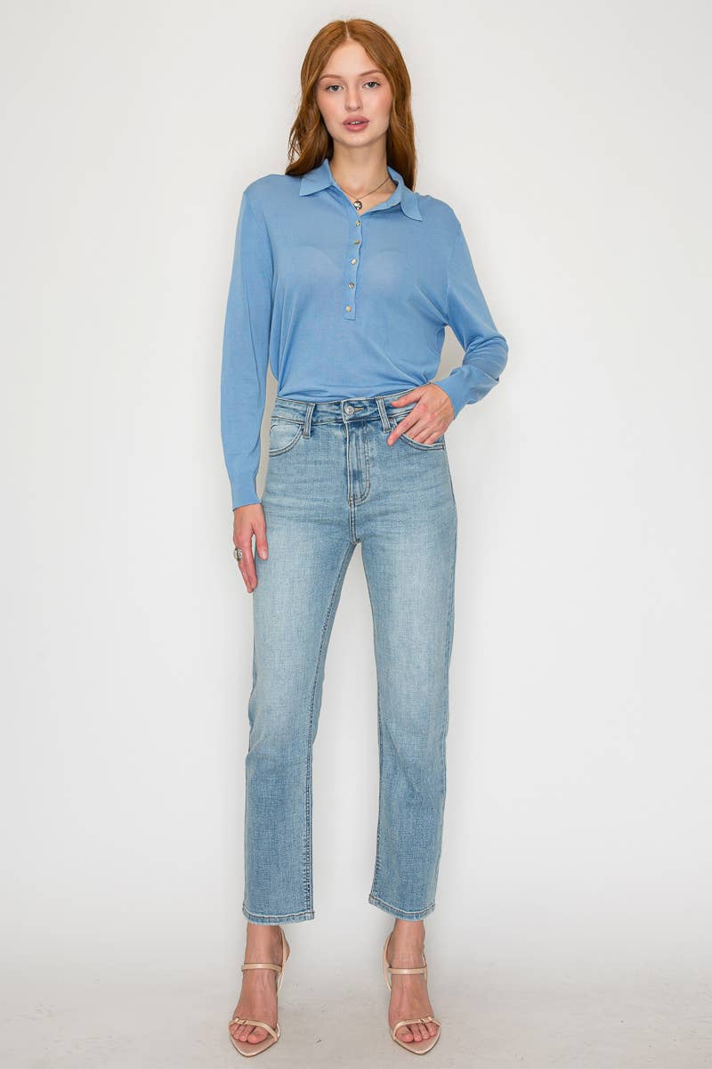 High Rise Slim Straight Leg Jeans