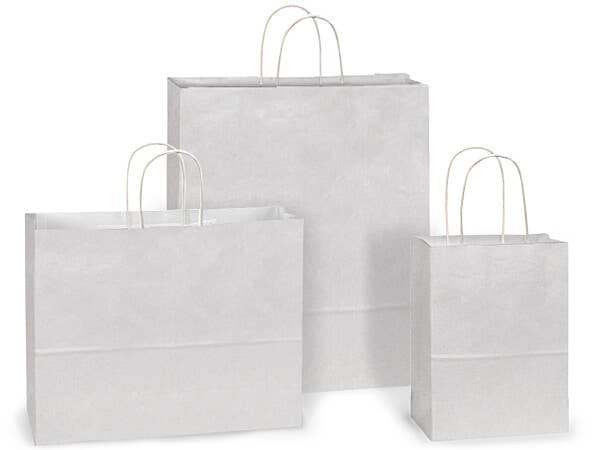 Nashville Wraps - White Kraft Retail Paper Shopping Bags: 100 Pack / Junior 8x5x8"