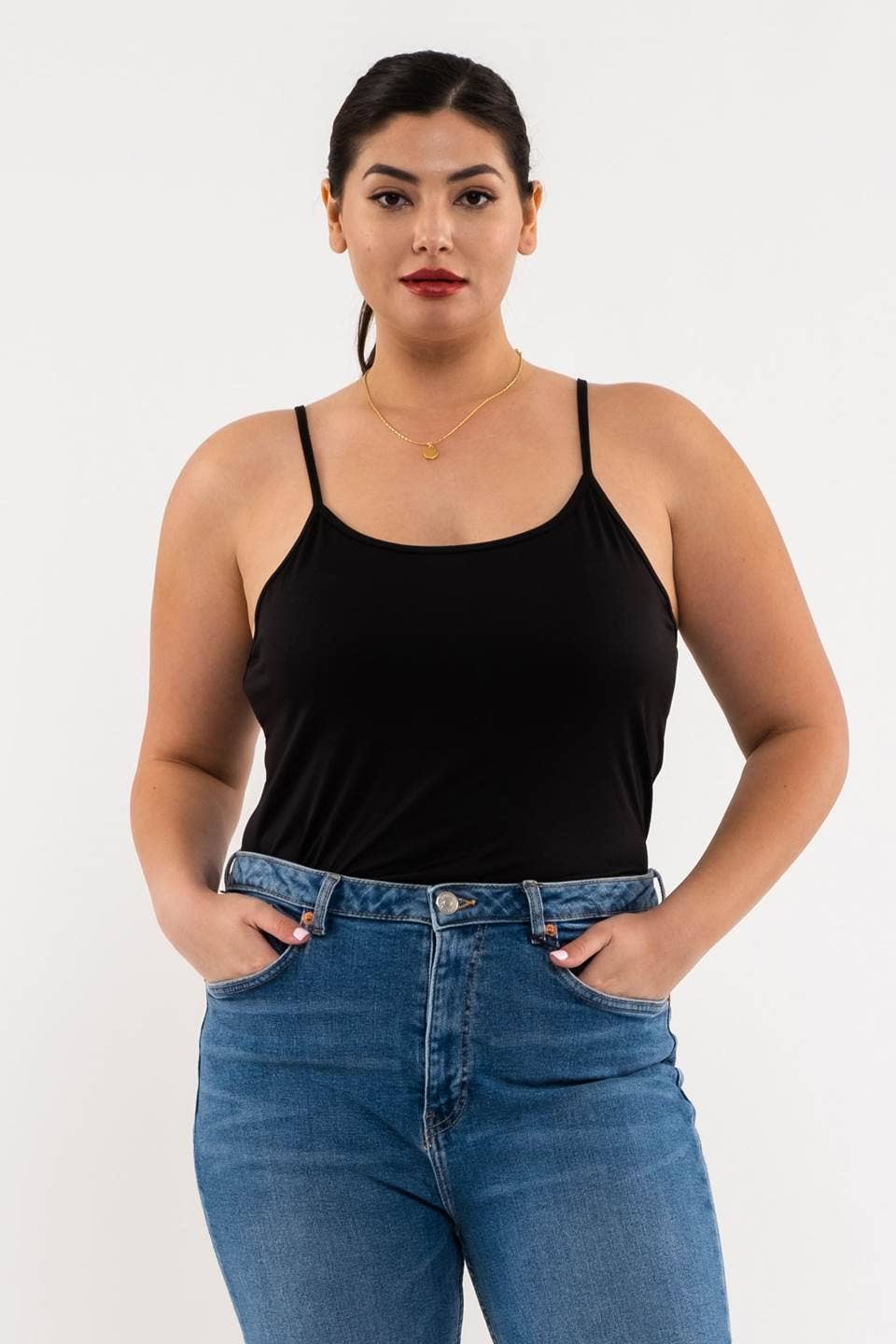 Plus Solid Cami: Black
