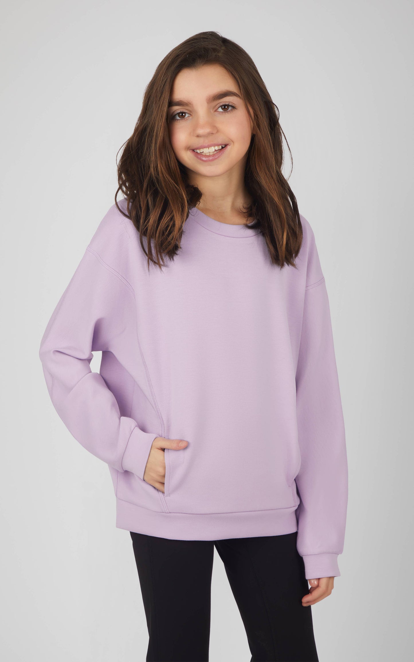 Girls Soft Scuba Zuri Crew Neck Sweatshirt: Lavender