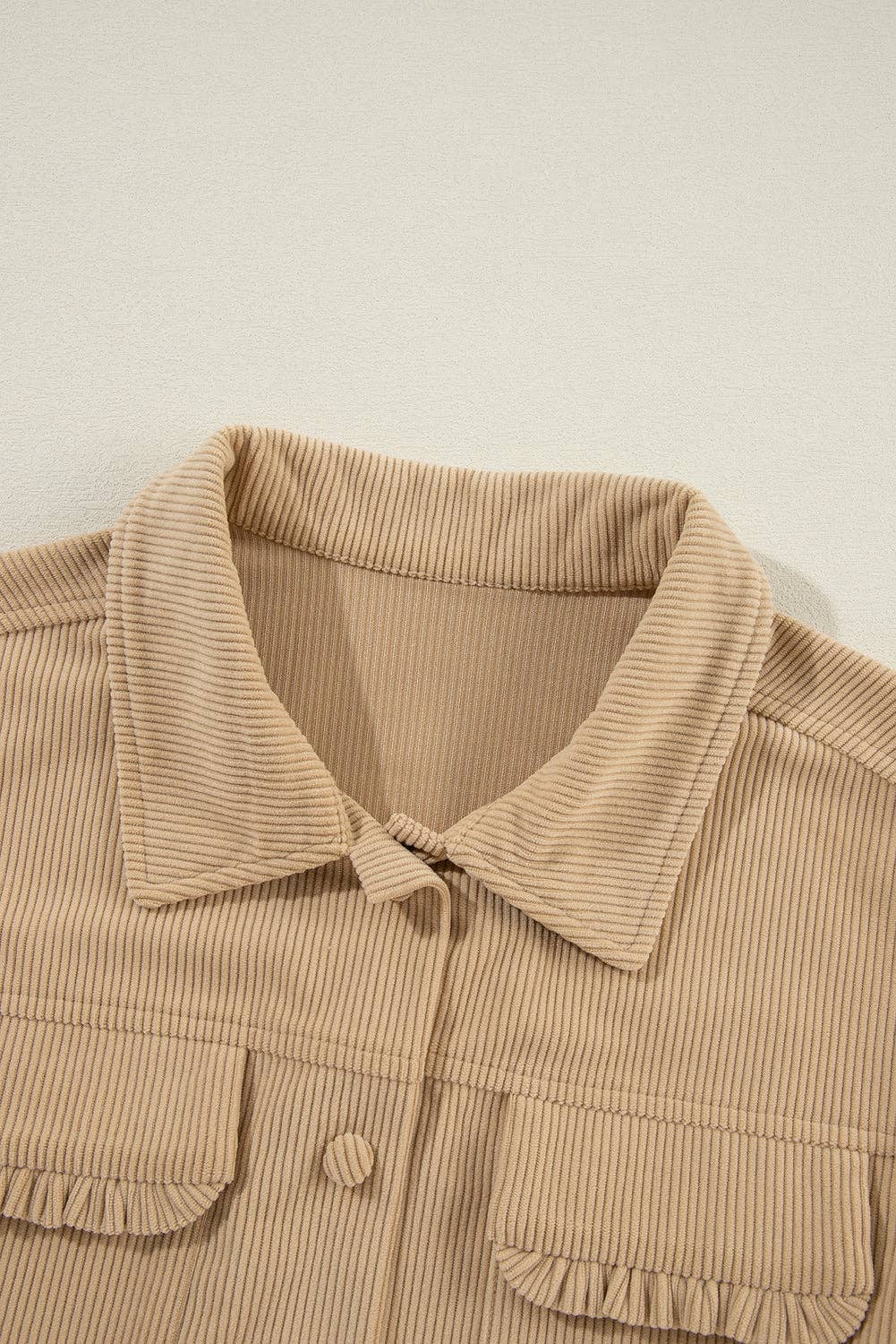Frilled Flap Corduroy Shacket
