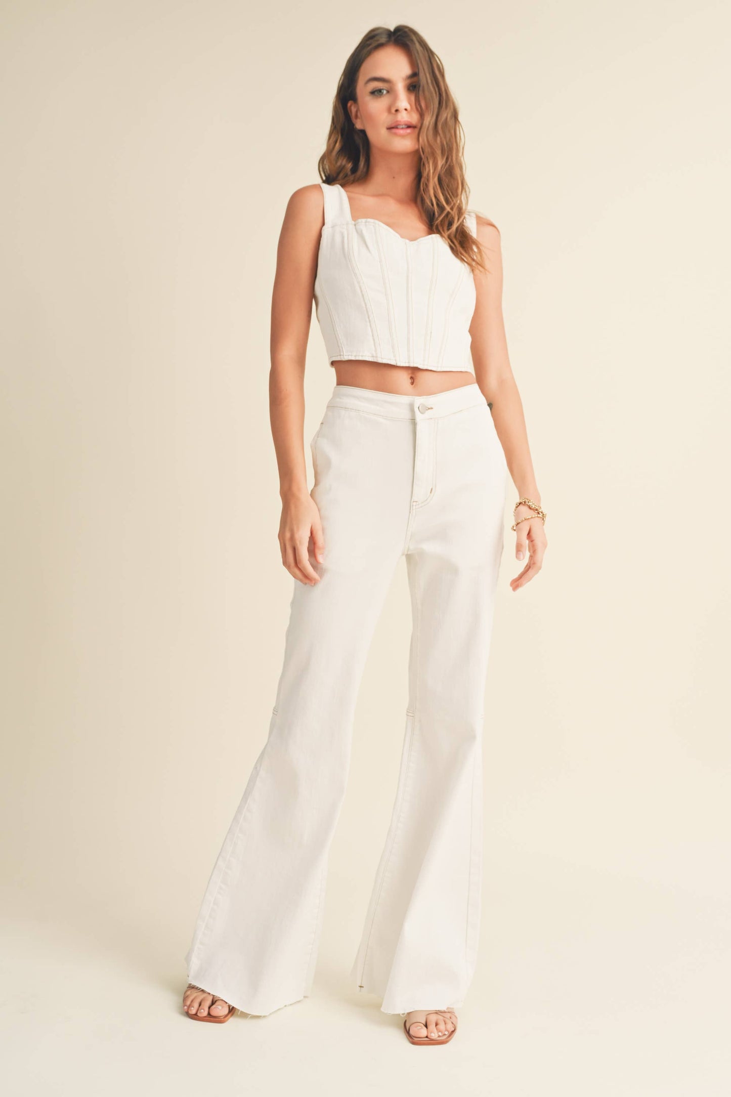 White Denim Corset Top