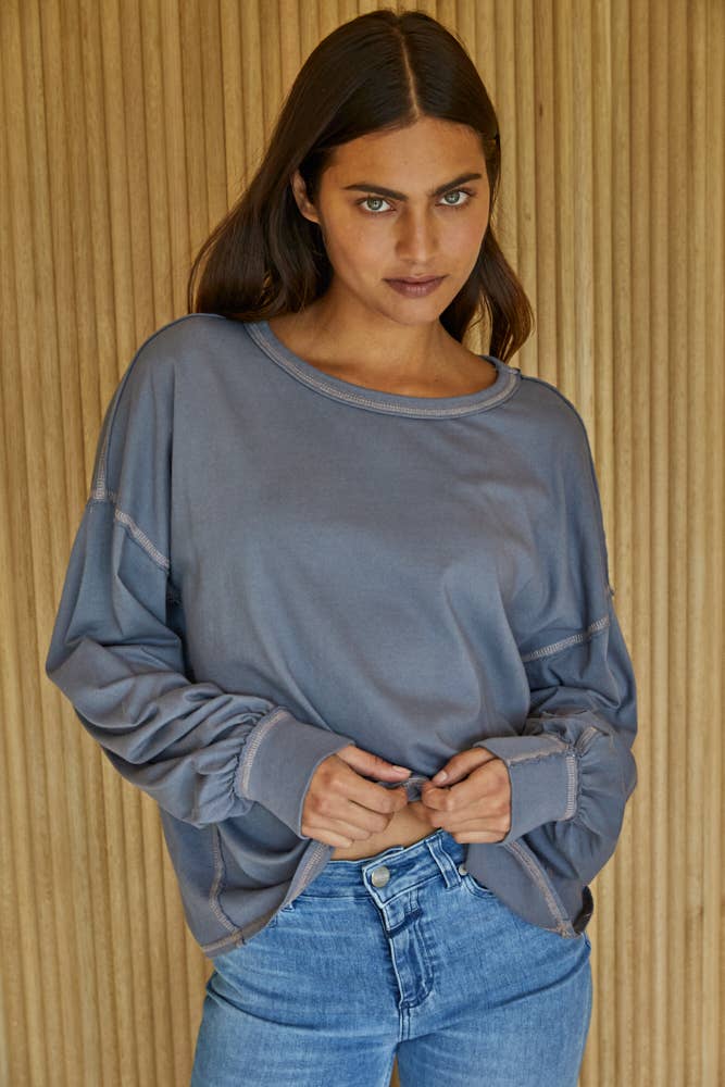 Knit Cotton Jersey Garment Dyed Oversized Top