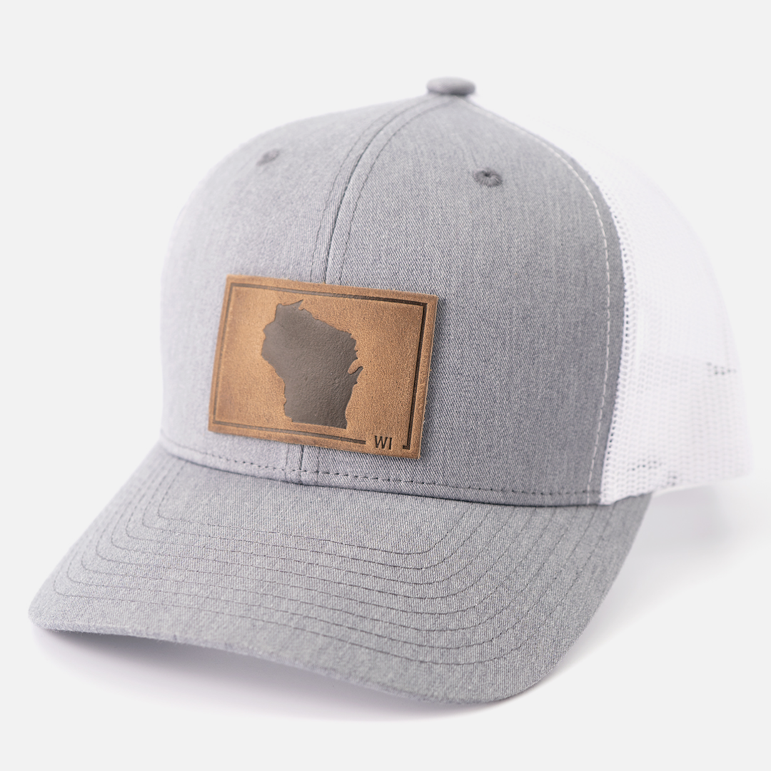 Wisconsin Silhouette Trucker Hat: Heather Gray/White