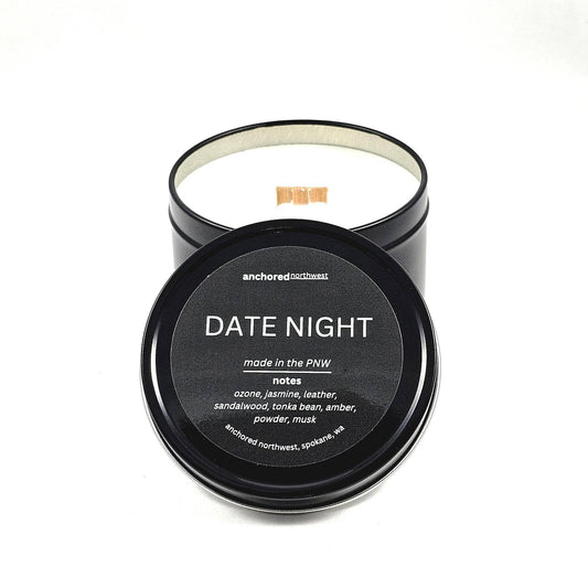 Anchored Northwest - Date Night Wood Wick Black Soy Candle: 6oz