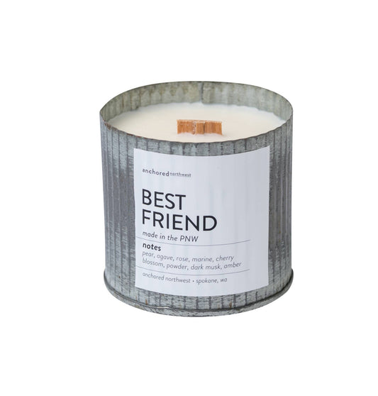Anchored Northwest - Best Friend Wood Wick Rustic Farmhouse Soy Candle: 10oz