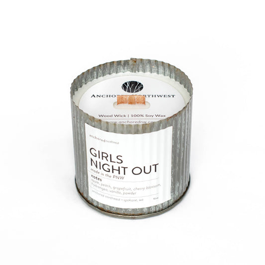 Anchored Northwest - Girls Night Out Wood Wick Rustic Farmhouse Soy Candle: 10oz