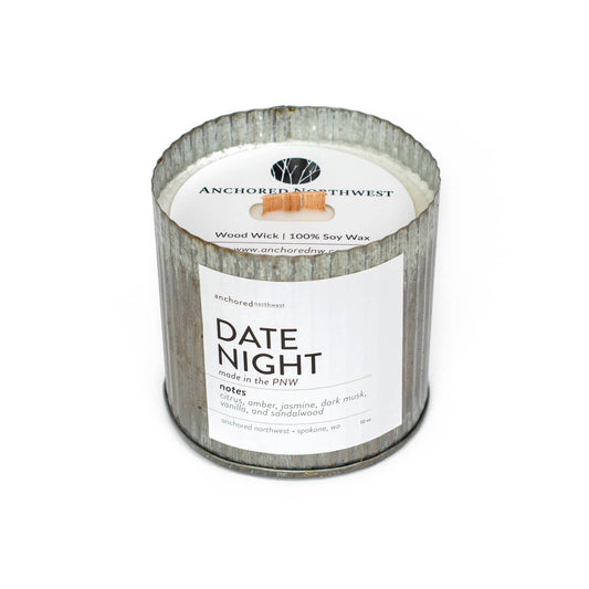 Anchored Northwest - Date Night Wood Wick Rustic Farmhouse Soy Candle: 10oz